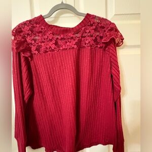 Eyeshadow Burgundy Lace Sweater